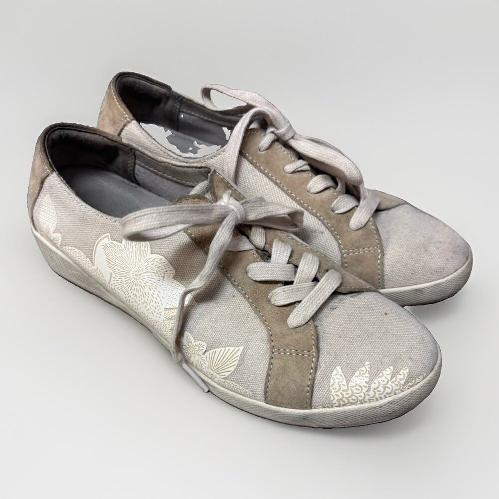 Dansko Womens EU 38 Beige Canvas Suede Lace Up Sneakers Comfort Shoes US 7.5-8